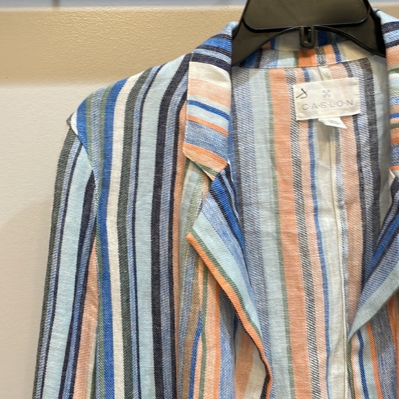 Caslon | Colorful Linen Striped Blazer - Picture 3 of 6